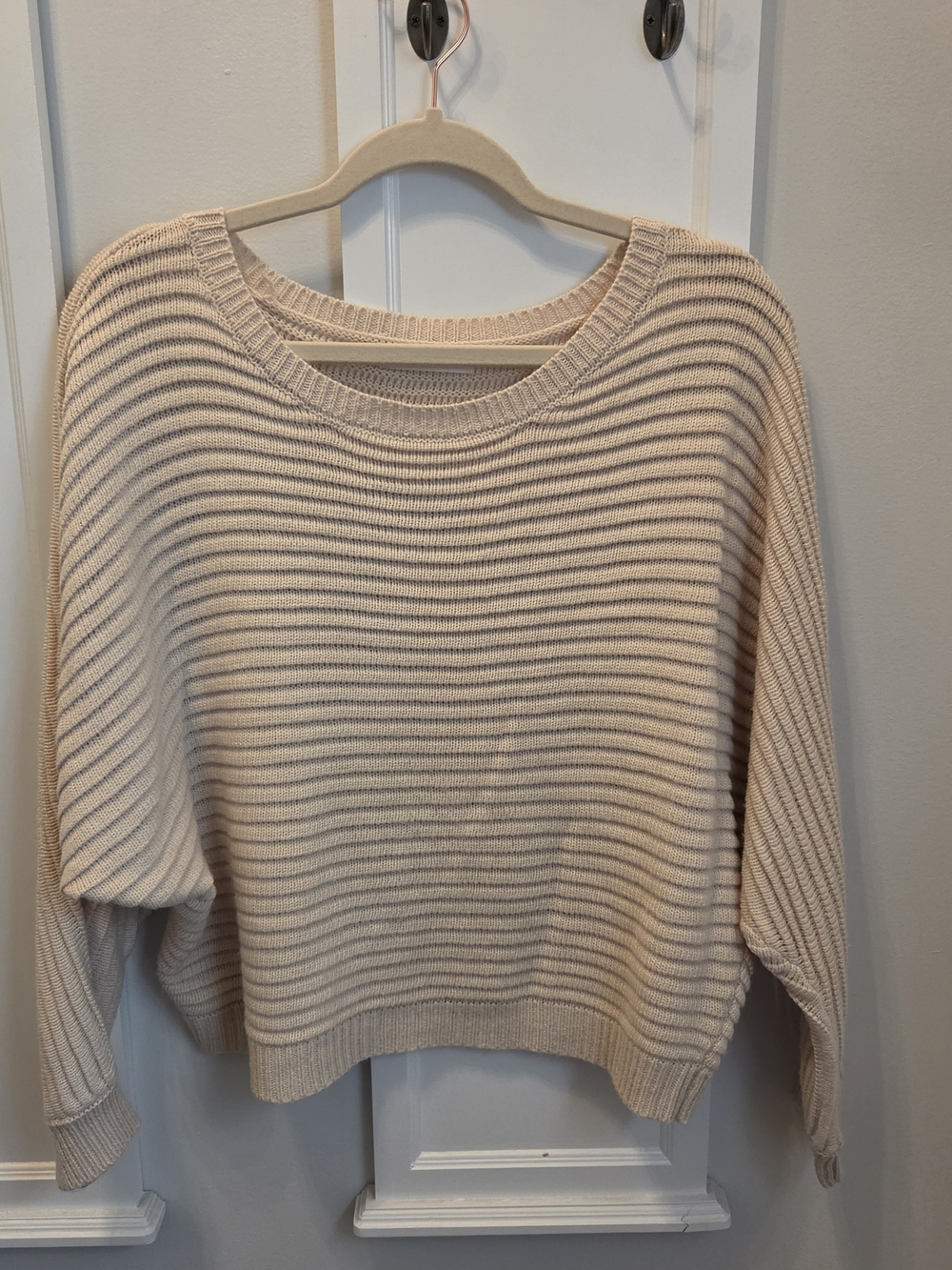 moon & madison Cream Ribbed Scoop Neck Sweater